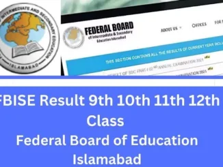 11th Class Result 2025 FBISE Federal Board